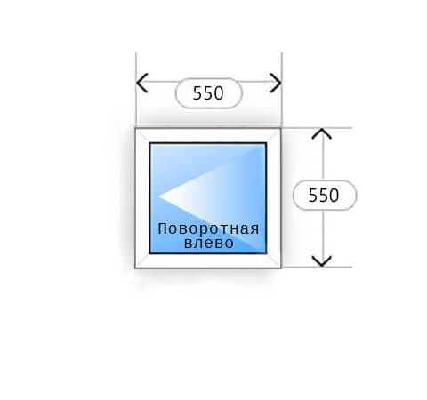 Схематичное изображение окна поворотного 550x550